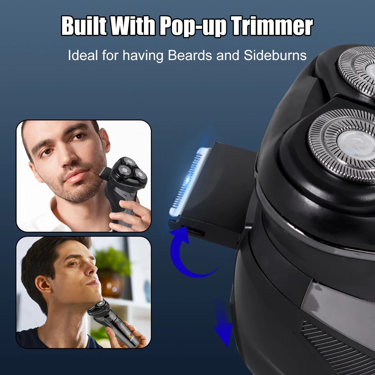 Solimpia Smart Shaver Portable Electric Beard Razor Men's Multi-Function Digital Display Washable Intelligent Beard Trimmer