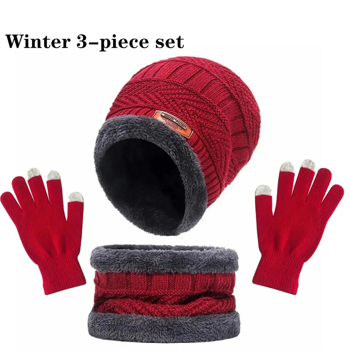 Winter Hat for Men Women Beanie Hats Scarf Glove Earmuff Set Thick Warm Slouchy Beanies Hat for Boy Girl Cap
