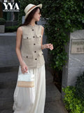 Summer Female Hollow Out O Neck Vest New Women Single Breasted Leisure Vests Fashion Thin Sleeveless Jacket Solid Color Tank Top