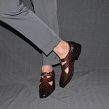 Rome Style Men's Sandals Genuine Cow Leather Summer Buckle Strap Hollow Out Casual Business Wedding Dress Shoes Men Open Shoes