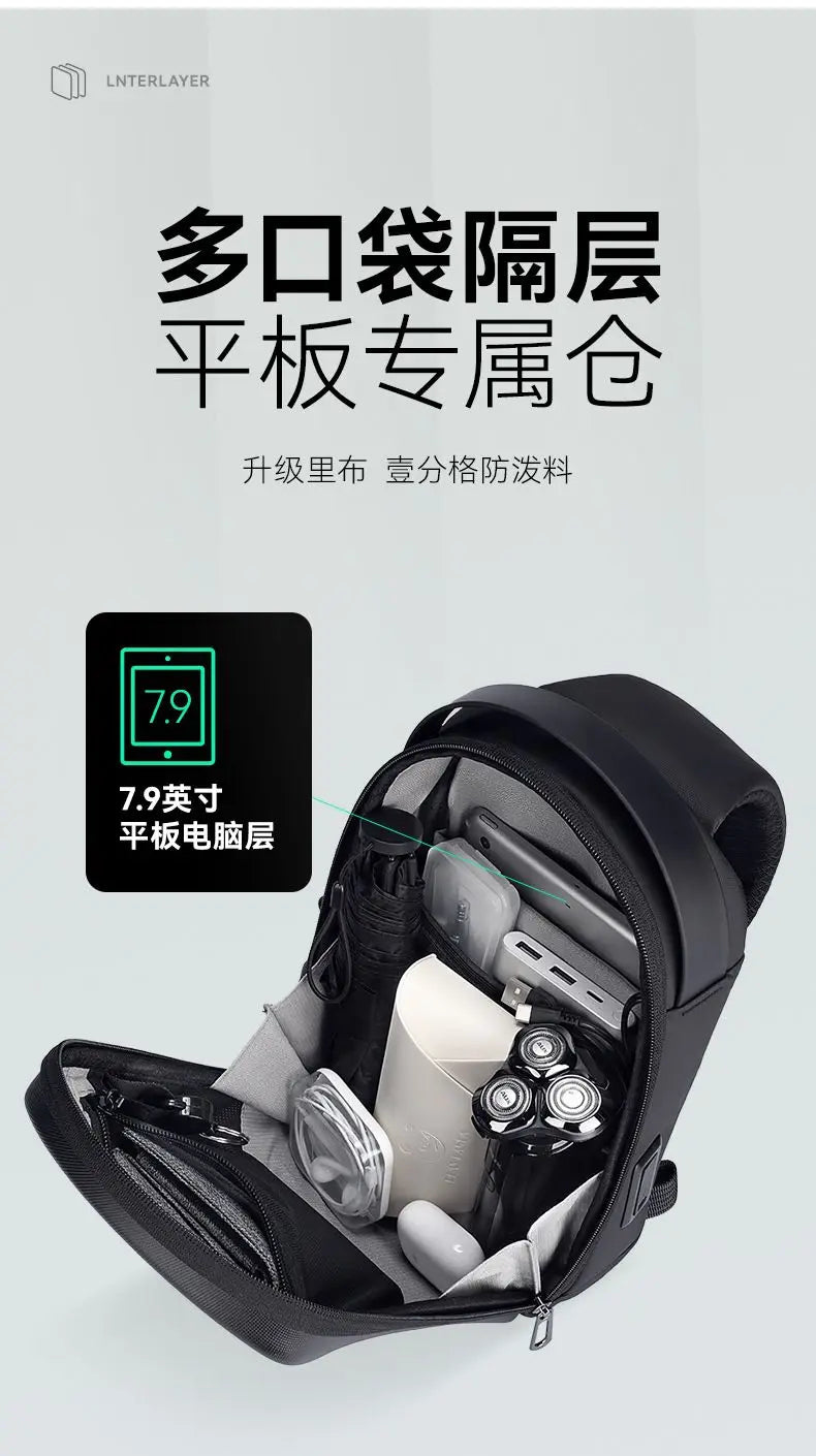 Mark Ryden Multifunction USB Crossbody Bag Shoulder Bag Man TPU Waterproof Travel Sling Messenger Pack Chest Bag for Male