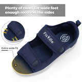 FitVille Men'S Sandals Summer Flat Shoes Widened Elderly Casual Shoe Breathable Lightweight For Plantar Fasciitis Pain Relief