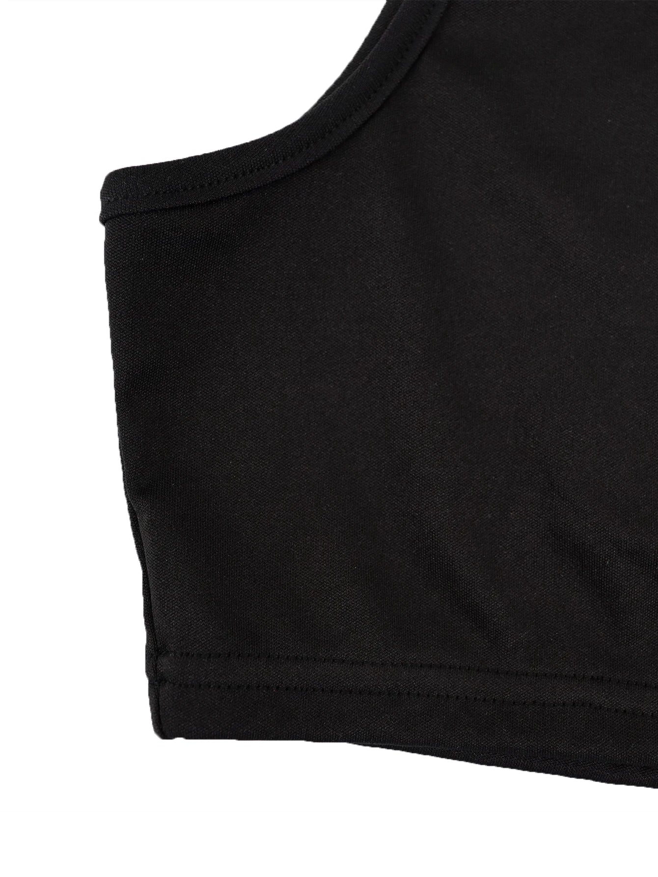 2-Piece Black High Neck Midriff Tank Smocked Waist Side Slit Wide Leg Pants Spice Girl Style Women Summer Date Wear