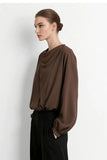 Amii 2026 Autumn Women Blouse Reversible V Neck Wrap Cowl Neck Long Sleeve Chiffon Blouses Woman Loose Casual Shirts 12643013