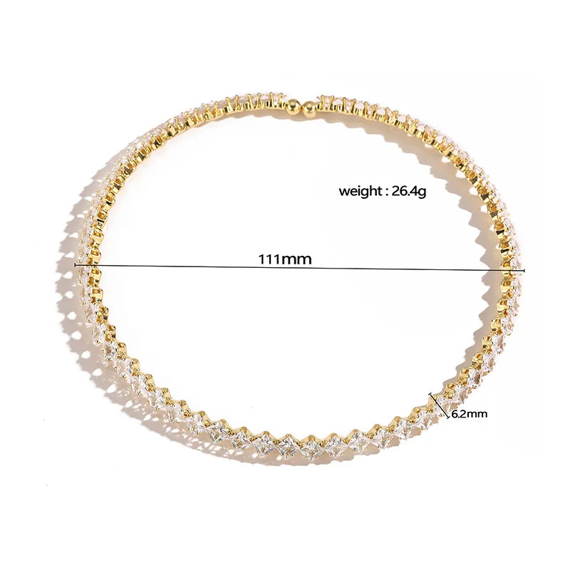 18K Gold Plated Brass Cubic Zirconia Necklace Ice Crystal Transparent Luxury Elegant Fashion Jewelry Gift For Women
