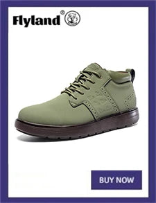 FLYLAND Men's Ankle Boots Casual Leather Shoes Fashion Vintage Hand Stitching Soft Business Handmade Shoes
