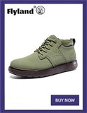 FLYLAND Men's Ankle Boots Casual Leather Shoes Fashion Vintage Hand Stitching Soft Business Handmade Shoes