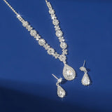 2pcs/set Jewelry Sets Women Elegant Waterdrop Rhinestone Pendant Necklace stud Earrings Wedding Dress Bridal Jewelry Set