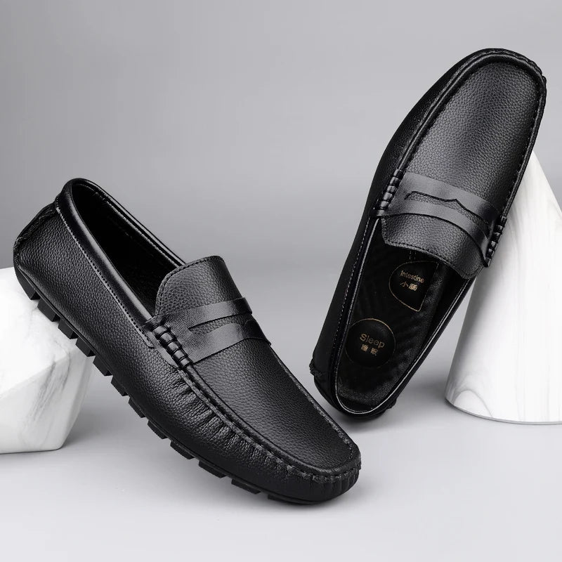 Luxury Brand Soft Sole Loafers Man Casual Shoe Flats Leather Shoes for Men Moccasin Business Dress Formal Soft Sole Low Shoes