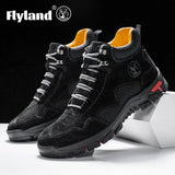 FLYLAND Men's Ankle Boots Casual Leather Shoes Fashion Vintage Hand Stitching Soft Business Handmade Shoes