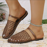 Summer Mesh Sandals Women Casual Ballet Flats Hollow Out Beach Shoes Woman Loafers Summer Closed Toe Mules Sandalias Mujer