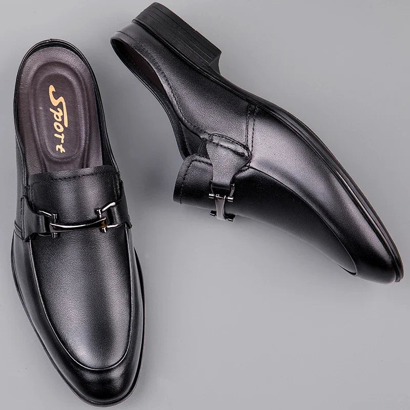 Genuine Leather Mules For Men Half Shoes Man Luxury Brand Designer Men's Luxury Casual Shoes Slip On Footwear Slippers Male