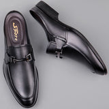 Genuine Leather Mules For Men Half Shoes Man Luxury Brand Designer Men's Luxury Casual Shoes Slip On Footwear Slippers Male