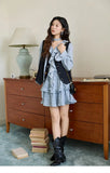 MISHOW Floral Dress for Women Cotton 2026 Spring Blue Luxury V-neck Ruffled Puff Sleeve Dress Party Midi Dress Woman MXE46L2517