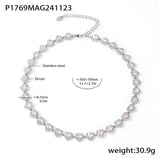 Colorful Zircon Necklace Heart Chain Bracelet Set Women's 316L Stainless Steel Gold-Plated Luxury Wedding Jewelry Accessories