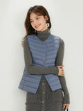 Women Sleeveless Puffer Vest Women's Ultra Light Down Vest Women Two Ways Waistcoat Portable Warm Sleeveless Winter Liner