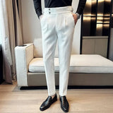 High Waisted Suit Pants for Men 2026 New Solid Color Formal Pantalones Hombre Casual Slim Fit Dress Pants Trousers Men Clothing