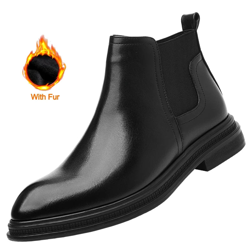 Autumn And Winter Fashionable Men's Leather Casual Ankle Boot Classic Business Formal Boots Comfortable And Anti-Slip Flat Boots