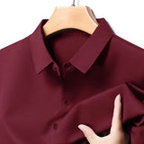 Men's Business Casual Long Sleeve Shirt Solid Color Wrinkle Resistant Comfortable All-Season Versatile Top