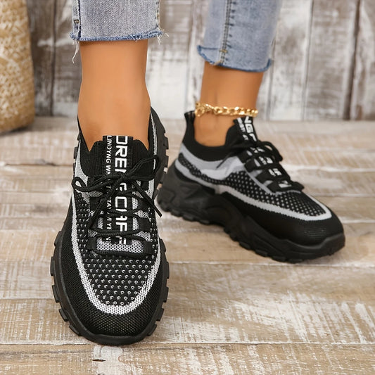 Ladies Breathable Mesh Patchwork Chunky Dad Sneakers Lace Up Height Increasing Platform Walking Shoes Non Slip Soft Thick Sole Casual Sport Trainers Multicolor Plus Size 35-44 For Daily Shopping Gym Outdoor Street All Season