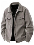 Men's Pure Color Button-Up Collar Casual Outdoor Jacket Autumn Winter Spring Seasonal Fashion Outerwear