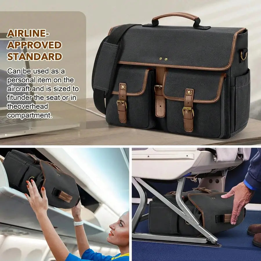 Messenger Bag Men Canvas 15.6 Inch Computer Laptop Bag Waterpfoof Satchel Bags For Men Work Office