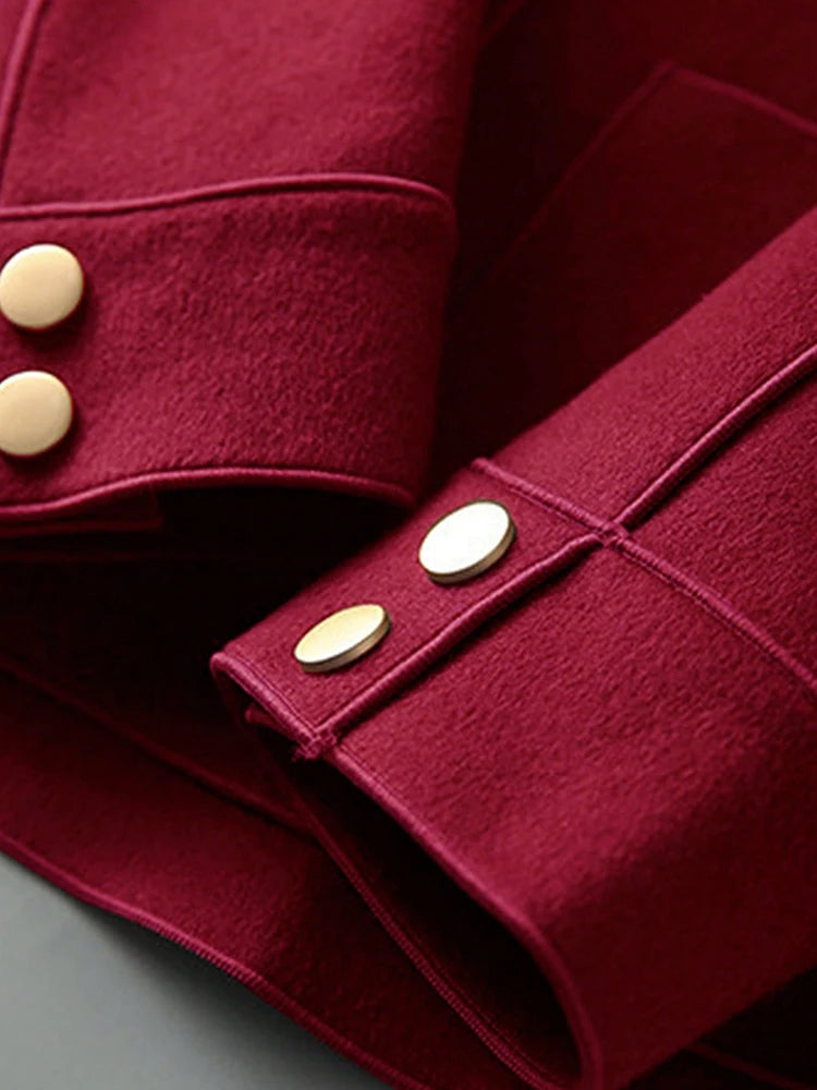 Classic Solid Short Woolen Coats for Woman Autumn Winter Warm Woman Clothing Button Up Female Coat Outfits New In Outerwears