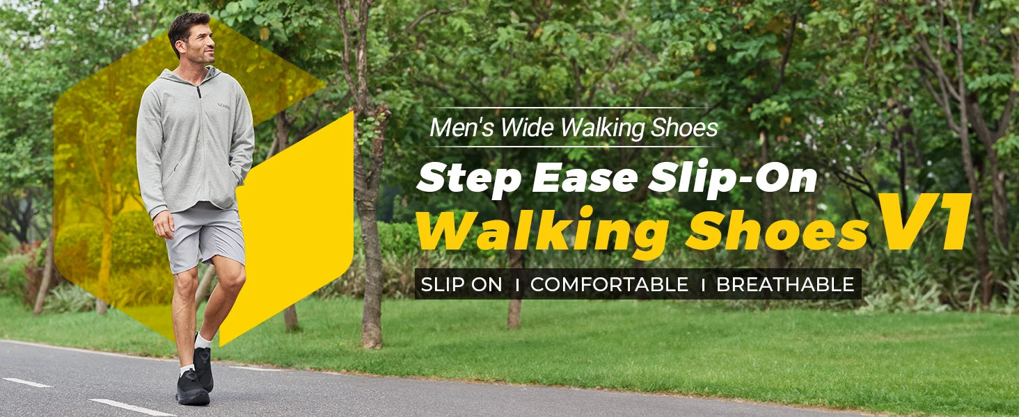 FitVille Men'S Extra Wide Hands-Free Slip-On Walking Sneakers, Lightweight Breathable Orthopedic Shoes With Arch Support, Foot Pain Relief For Swollen Feet