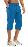 Men's Cargo Work Shorts Quick Dry 3/4 Length Capri Pants Multi-pockets Knee Length Trousers Summer Board Beach Shorts