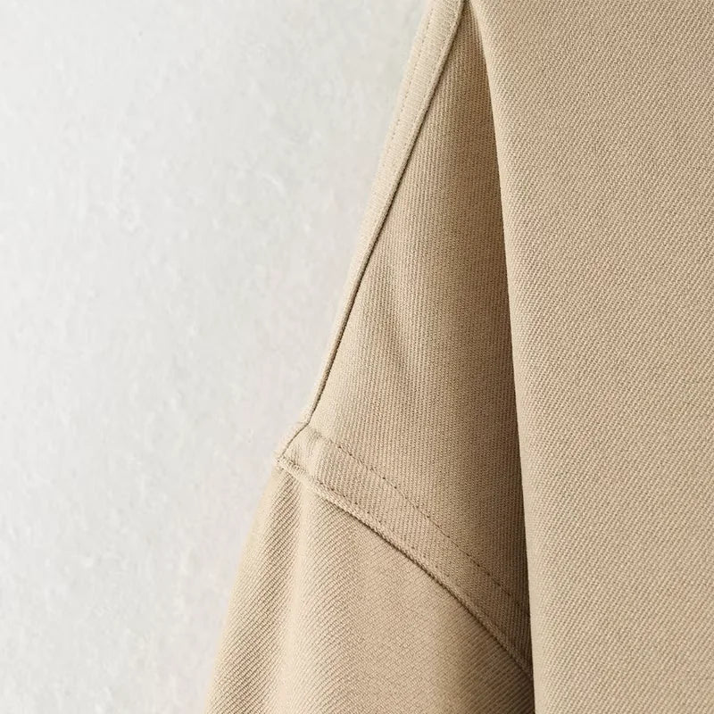 Women's Jackets Beige Black Zip Collar Crop Jacket Lapel Loose Streetwear Spring Autumn Chic Sports Outfits Short Coats 2026 New