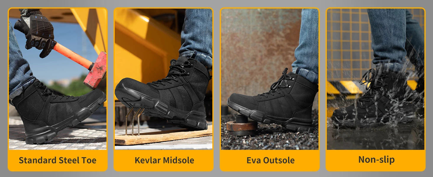 Lightweight Indestructible Steel Toe Safety Work Shoes Puncture Resistant Non Slip Tactical Work Sneakers for Men Women