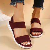 Women's Knit Elastic Cloth Wedge Sandals Slip On Lightweight Walking Sandals Women Plus Size Comfortable Summer Shoes Woman 2024