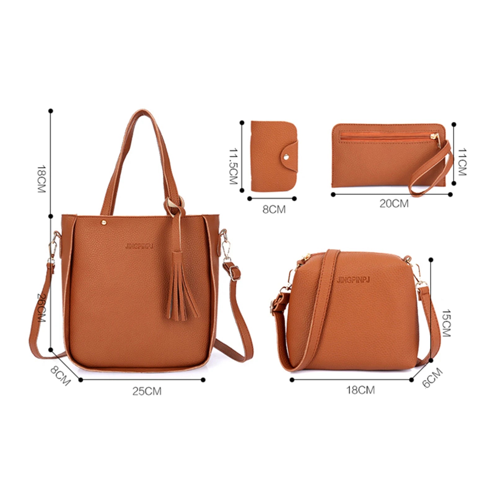4pcs/set Women Elegant Tote Bags Heavy Duty Multiple Colors Available Bag for Eyeglasses Phones Cosmetics