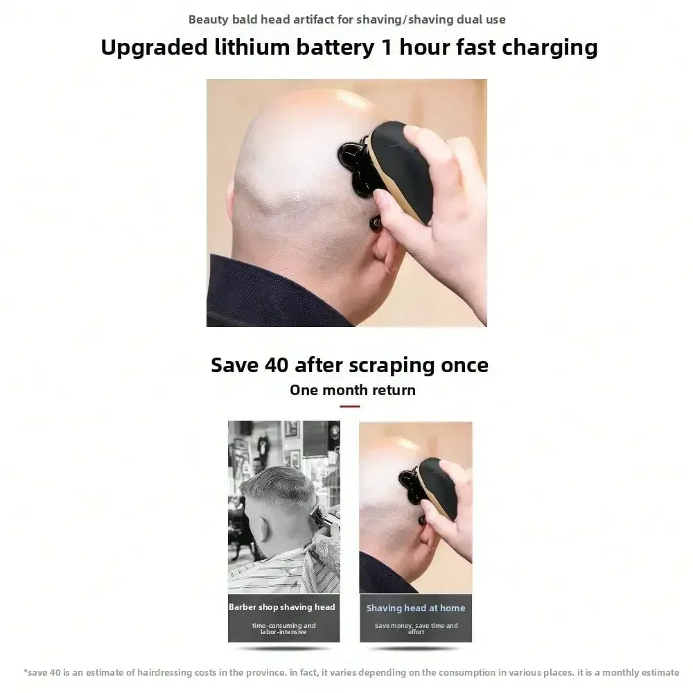 Five-Knife-Headed Bald Artifact, Full-Body Water-Washed Electric Razor, Self-Scraping To Remove Hand Residues, Quick Shaving Without Stubble, For Men