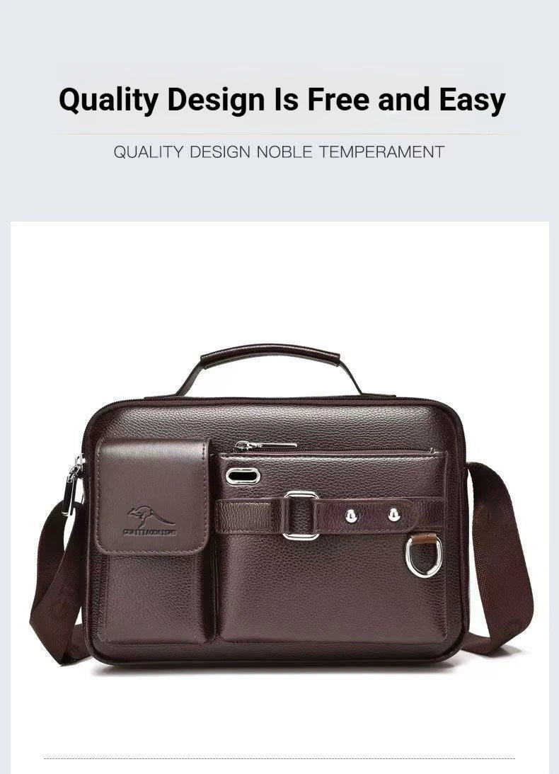 Men's Retro Messenger Bag with Waterproof Design, Large Capacity Laptop Briefcase for Office Work, Travel and School
