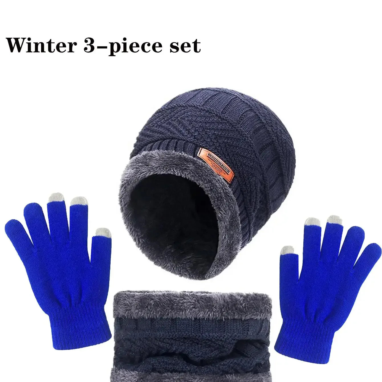 Winter Hat for Men Women Beanie Hats Scarf Glove Earmuff Set Thick Warm Slouchy Beanies Hat for Boy Girl Cap