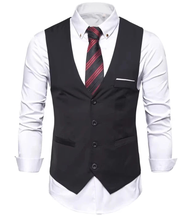 New Brand Dress Vests for Men Casual Slim Fit Mens Suit Vest Double Breasted Waistcoat Gilet Homme Formal Business Jacket