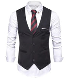 New Brand Dress Vests for Men Casual Slim Fit Mens Suit Vest Double Breasted Waistcoat Gilet Homme Formal Business Jacket