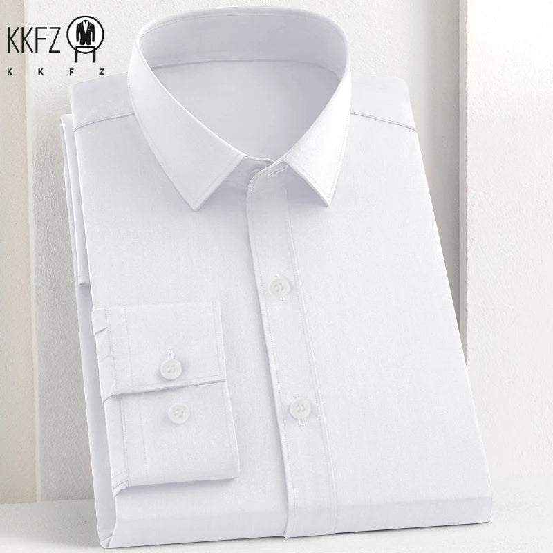 Men's Business Casual Long Sleeve Shirt Solid Color Wrinkle Resistant Comfortable All-Season Versatile Top
