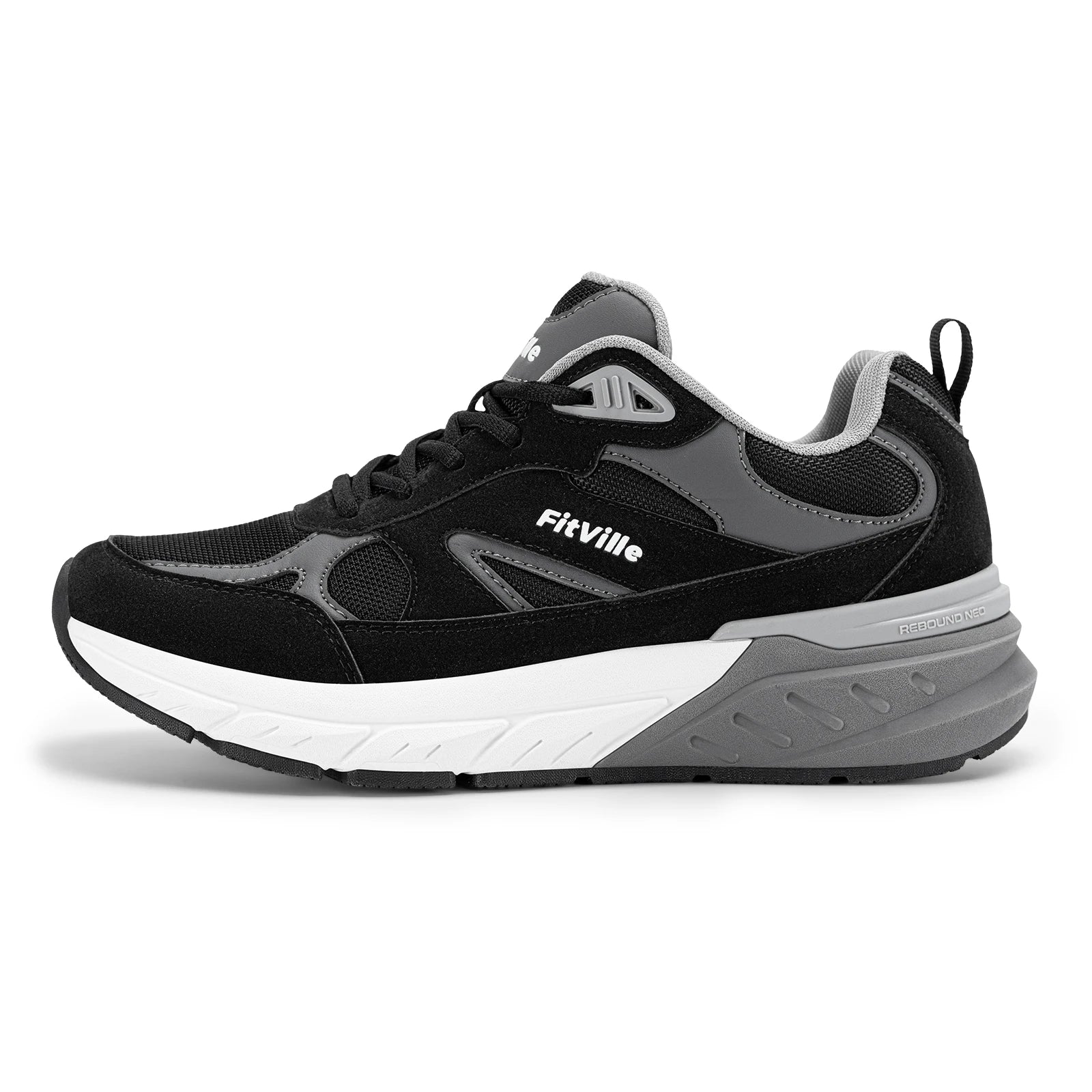 FitVille Newest Walking Shoes for Men Wide Width Sneakers with Arch Support for Flat Feet Heel Pain Relief Plantar Fasciitis