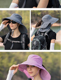 Designer Lightweight Ponytail Hole Visor Hats Summer Bucket Hats for Women Big Brim Outdoor Eye Protection Sunscreen Cap Sun Hat