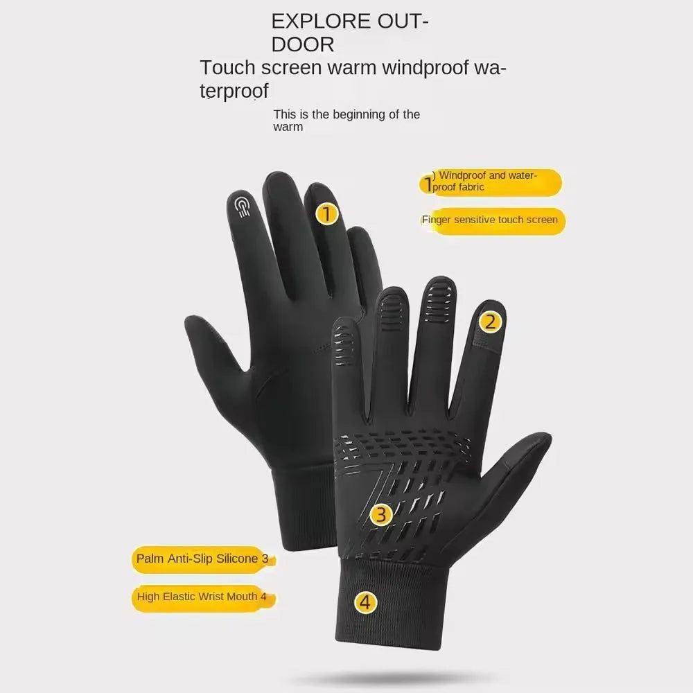 Autumn Winter Outdoor Cycling Gloves Gym Fitness Sports Running Warm Touch Screen Nonslip Gloves Motorcycle Gloves Men Women