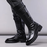 Men's Autumn Winter Vintage Outdoor Long Boots British Style Work Boots High Top Men's Leather Boots-1307