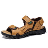 Outdoor Summer Sandals Outdoor Men's Leather Beach Shoes Breathable Casual Sandalias Man Wading Shoes Non-slip Slippers Sandaly