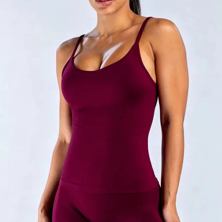 NCLAGEN Women's Pilates Tank Top Gym Clothes Yoga vest with built in bra Thin Strap Seamless Fitness Sportswear Workout Tops