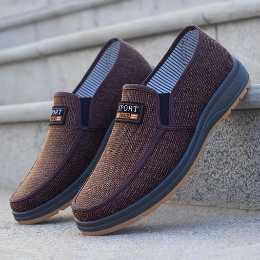 Men Canvas Slip On Shoes Breathable Non Slip Casual Walking Elderly Father Cloth Footwear