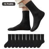 10-40Pairs Woman Men'S Classic Formal Mid-Calf Socks 100% Breathable Cotton Solid Black White Perfect For Business Casual Wear