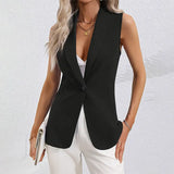 Women Fashion Solid Single Breasted Waistcoats Vest Sleeveless Jackets Female Chic Lady Tank Tops Casual Black White Pink Top