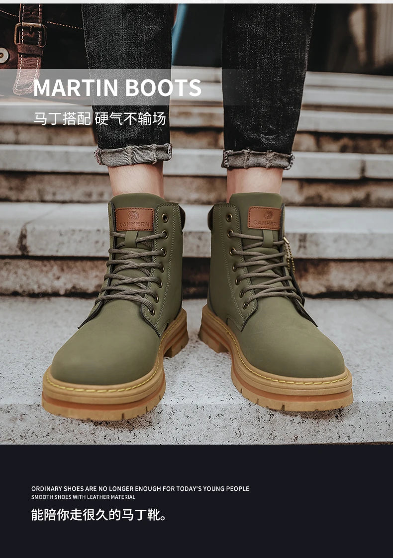 Big Size48 Men Boots Fashion Motorcycle Ankle Boots for Men Waterproof Hiking Boot Winter Chelsea Retro Boots Comfy Botas Hombre