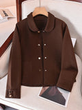 Classic Solid Short Woolen Coats for Woman Autumn Winter Warm Woman Clothing Button Up Female Coat Outfits New In Outerwears